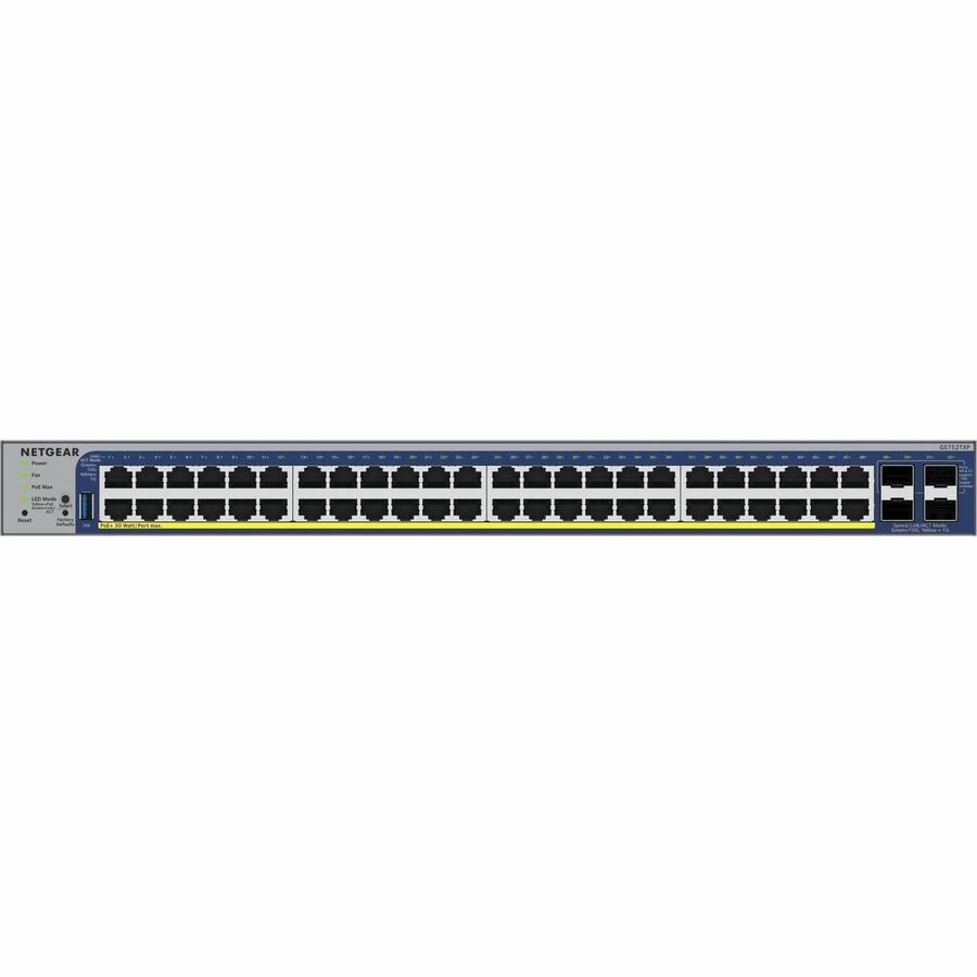 Netgear Gigabit PoE+ Smart Switches with 4 Dedicated 10G SFP+ Ports GS752TXP-300NAS