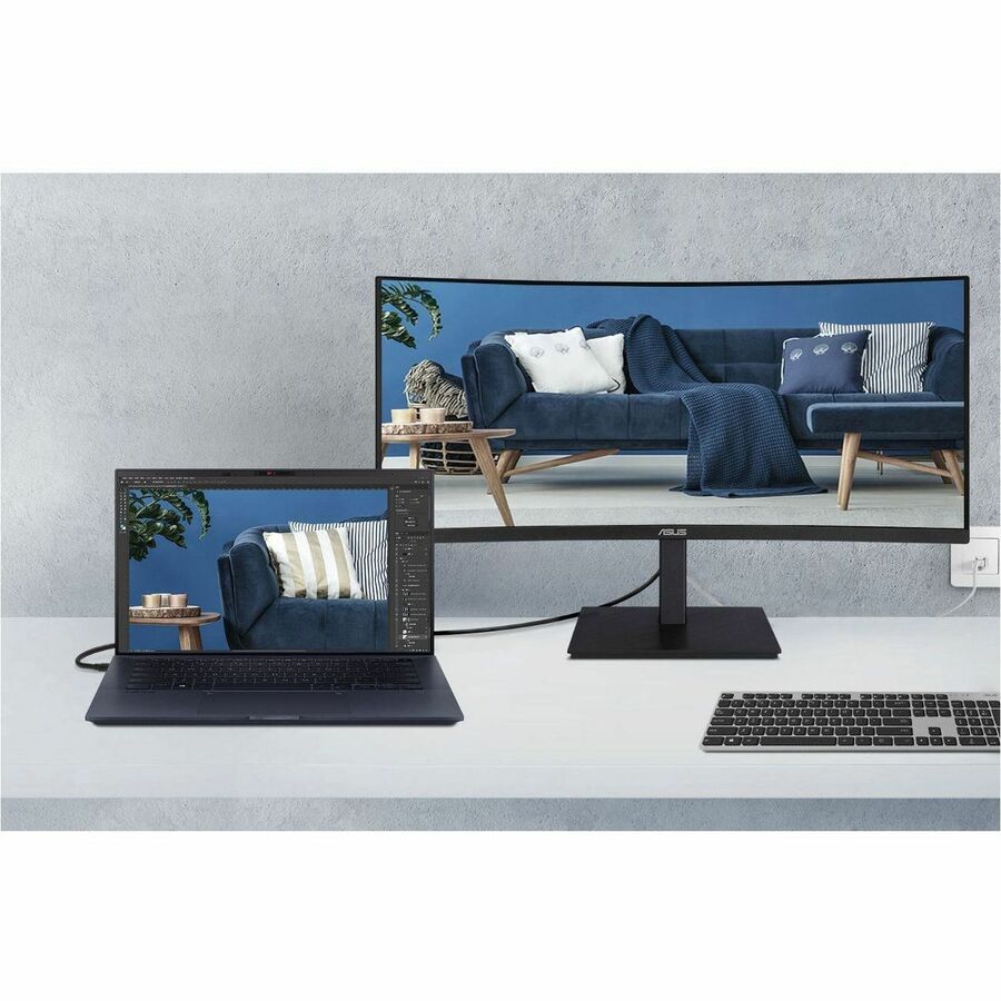 Asus VA34VCPSN 34" Class UW-QHD Curved Screen LED Monitor - 21:9 - Matte Black VA34VCPSN