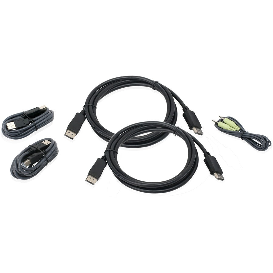 IOGEAR 6 Ft. Dual View DisplayPort, USB KVM Cable Kit with Audio (TAA) G2L9202UTAA3