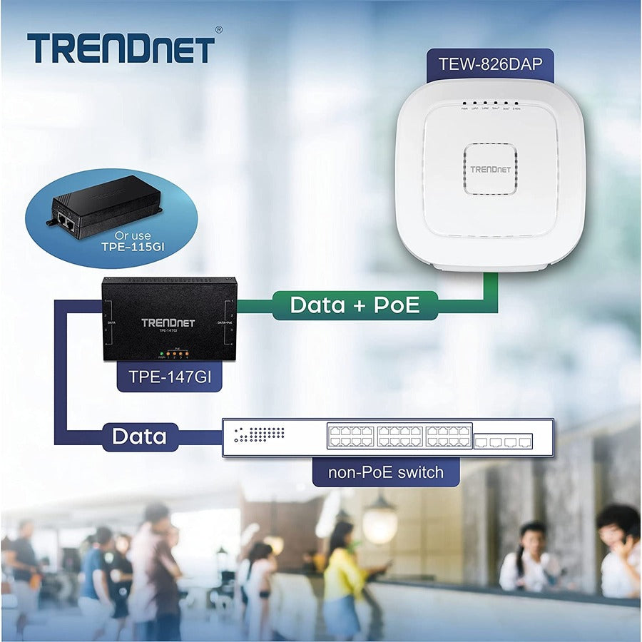 TRENDnet AC2200 Tri-Band PoE+ Indoor Wireless Access Point, 867Mbps WiFi AC + 400Mbps WiFi N Bands, Wave 2 MUMIMO, Client bridge, WDS, AP, WDS Bridge, WDS Station, Repeater Modes, White, TEW-826DAP TEW-826DAP