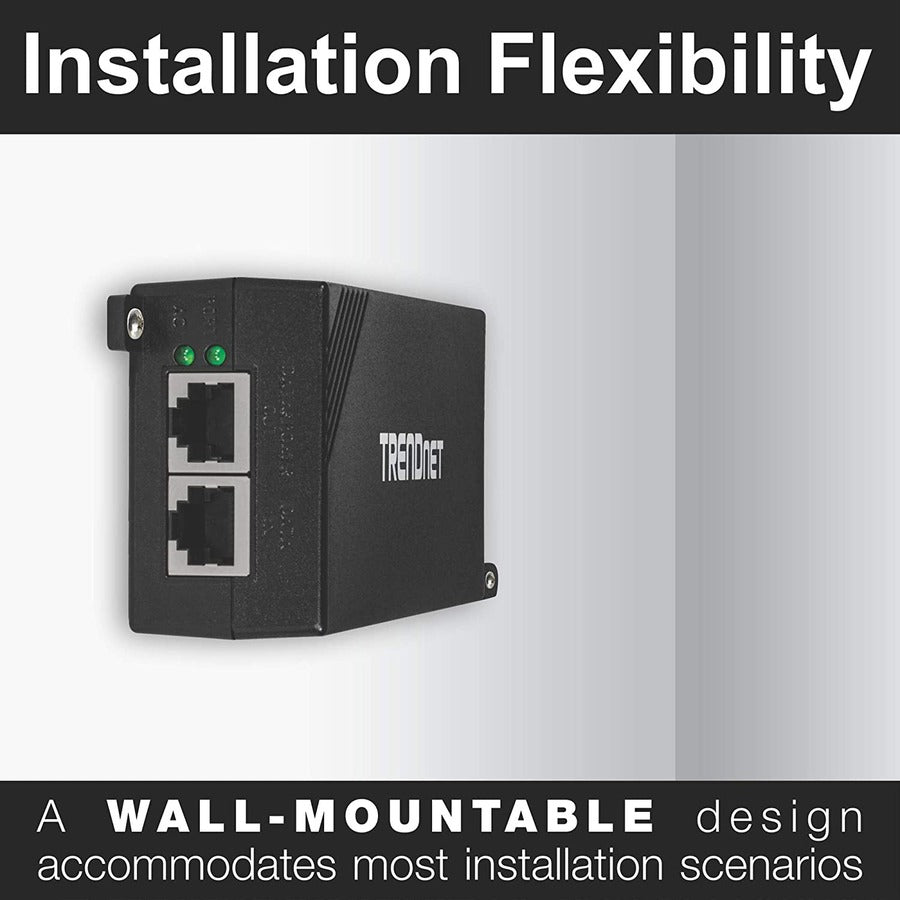 TRENDnet Gigabit Power Over Ethernet Plus Injector, Converts Non-Poe Gigabit To Poe+ Or PoE Gigabit, Supplies PoE (15.4W) Or PoE+ (30W) Power Network Distances Up To 100M (328 ft.), Black, TPE-115GI TPE-115Gi