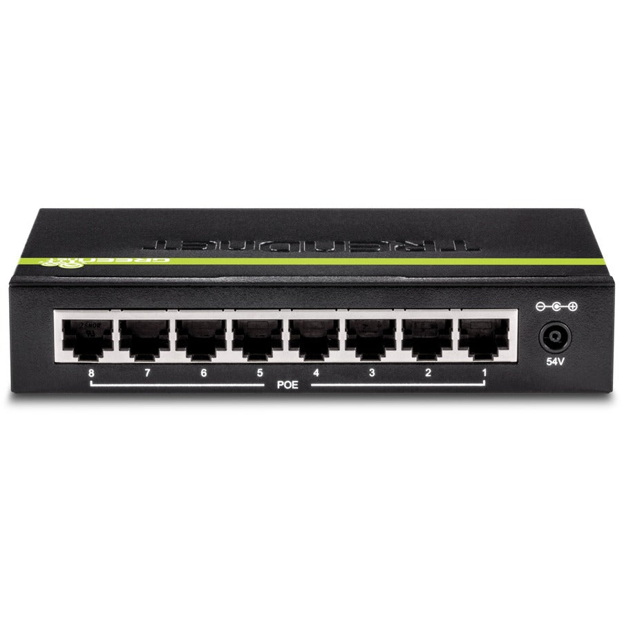 TRENDnet 8-Port GREENnet Gigabit PoE+ Switch, Supports PoE And PoE+ Devices, 61W PoE Budget, 16Gbps Switching Capacity, Data & Power Via Ethernet To PoE Access Points & IP Cameras, Black, TPE-TG82G TPE-TG82g