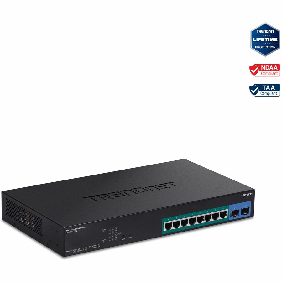 TRENDnet 10-Port Gigabit Web Smart PoE+ Switch TPE-1021WS