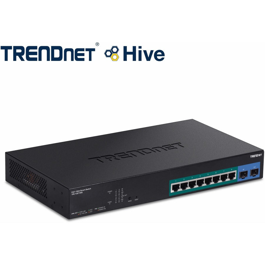 TRENDnet 10-Port Gigabit Web Smart PoE+ Switch TPE-1021WS