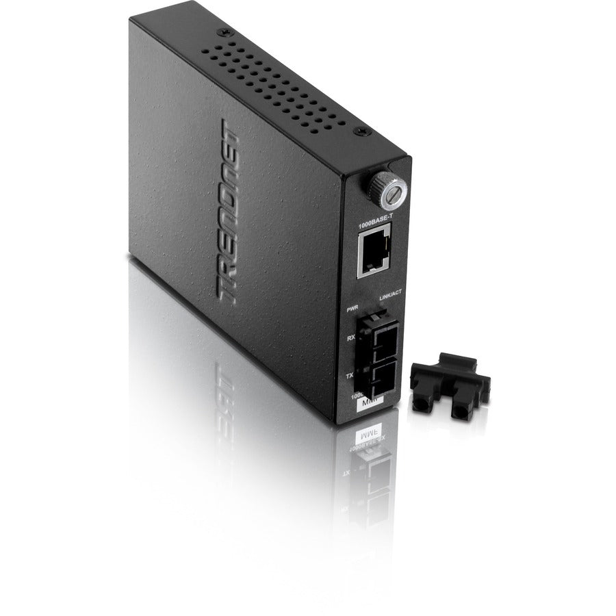 TRENDnet Intelligent 1000Base-T to 1000Base-SX Multi-Mode SC Fiber Media Converter, Up to 550M (1800 ft), Fiber to Ethernet Converter, 2Gbps Switching Capacity, Lifetime Protection, Black, TFC-1000MSC TFC-1000MSC