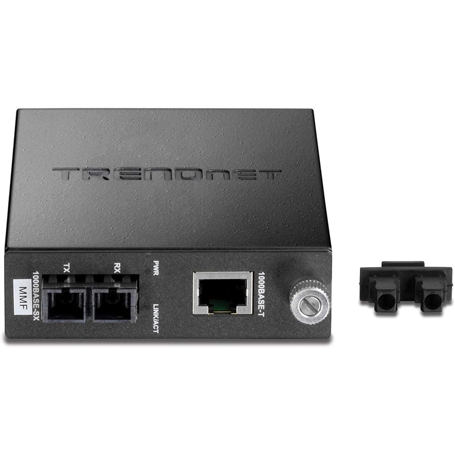 TRENDnet Intelligent 1000Base-T to 1000Base-SX Multi-Mode SC Fiber Media Converter, Up to 550M (1800 ft), Fiber to Ethernet Converter, 2Gbps Switching Capacity, Lifetime Protection, Black, TFC-1000MSC TFC-1000MSC