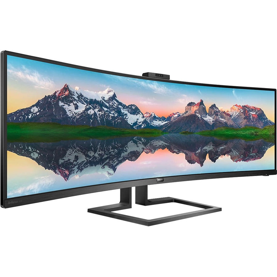 Philips Brilliance 499P9H 49" Class Webcam Dual Quad HD (DQHD) Curved Screen LCD Monitor - 32:9 - Textured Black 499P9H