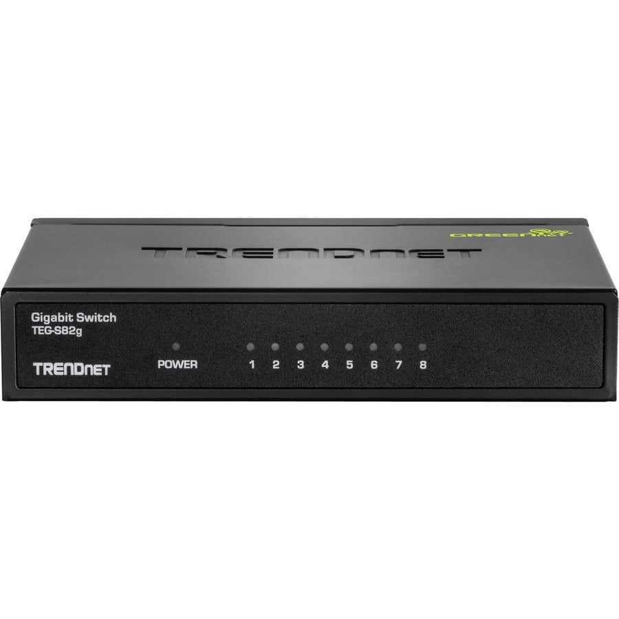 TRENDnet 8-Port Gigabit GREENnet Switch, Ethernet Network Switch, 8 x 10-100-1000 Mbps Gigabit Ethernet Ports, 16 Gbps Switching Capacity, Metal, Lifetime Protection, Black, TEG-S82G TEG-S82g