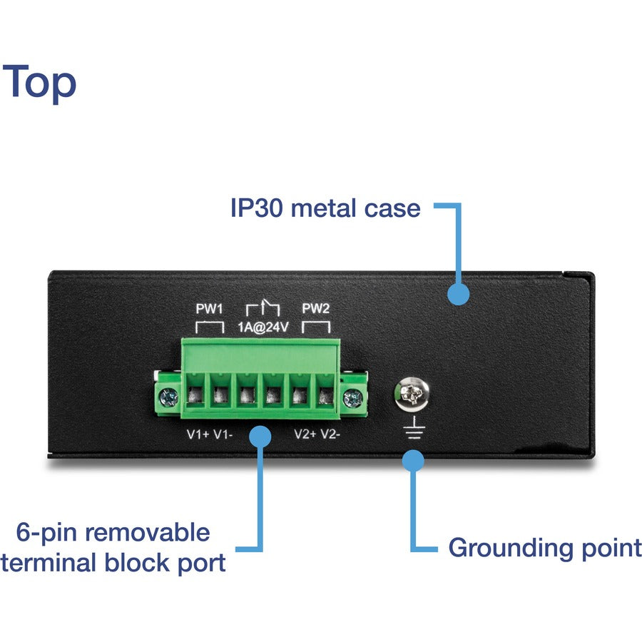 TRENDnet 8-Port Industrial Unmanaged Fast Ethernet DIN-Rail Switch; TI-E80 8 x Fast Ethernet Ports; 1.6Gbps Switching Capacity;8 Port Network Fast Ethernet Switch;IP30 Metal Switch;Lifetime Protection TI-E80