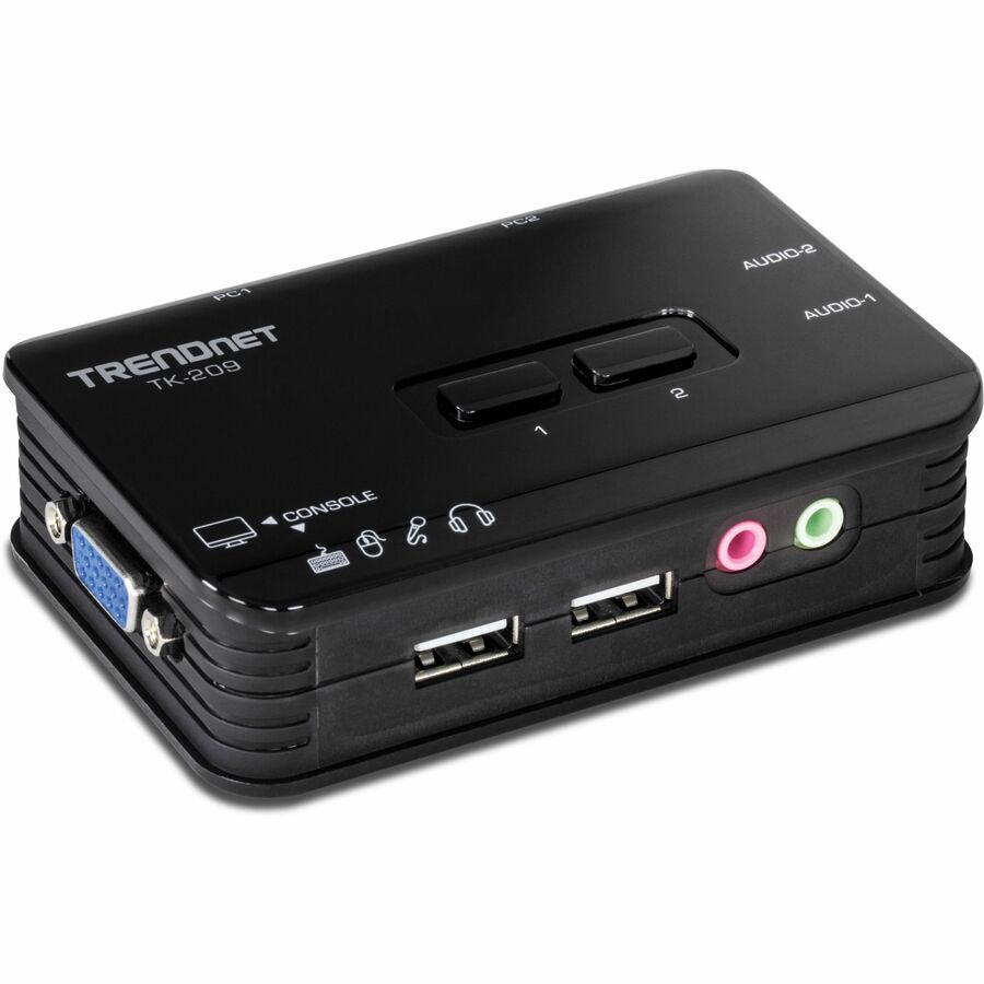 TRENDnet 2-Port USB KVM Switch and Cable Kit with Audio, Manage Two PCs, USB 1.1, Hot-Plug, Auto-Scan, Hot-Keys, Windows & Linux Compliant, TK-209K TK-209K