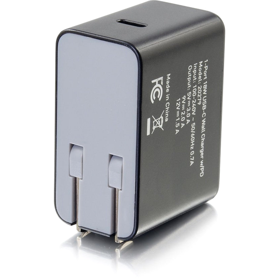 C2G USB C Wall Charger with Power Delivery - 1 Port - 18W Power 20279