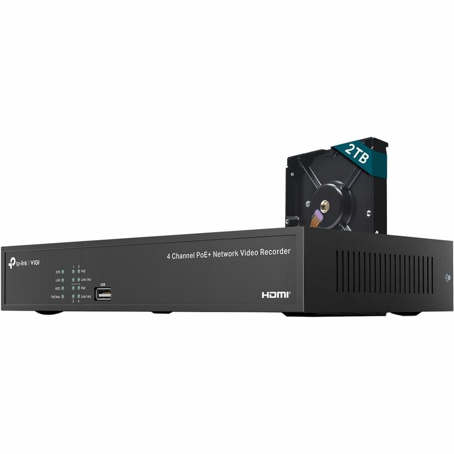 TP-Link VIGI 4 Channel PoE+ Network Video Recorder - 2 TB HDD VIGI NVR1004H-4P-2TB