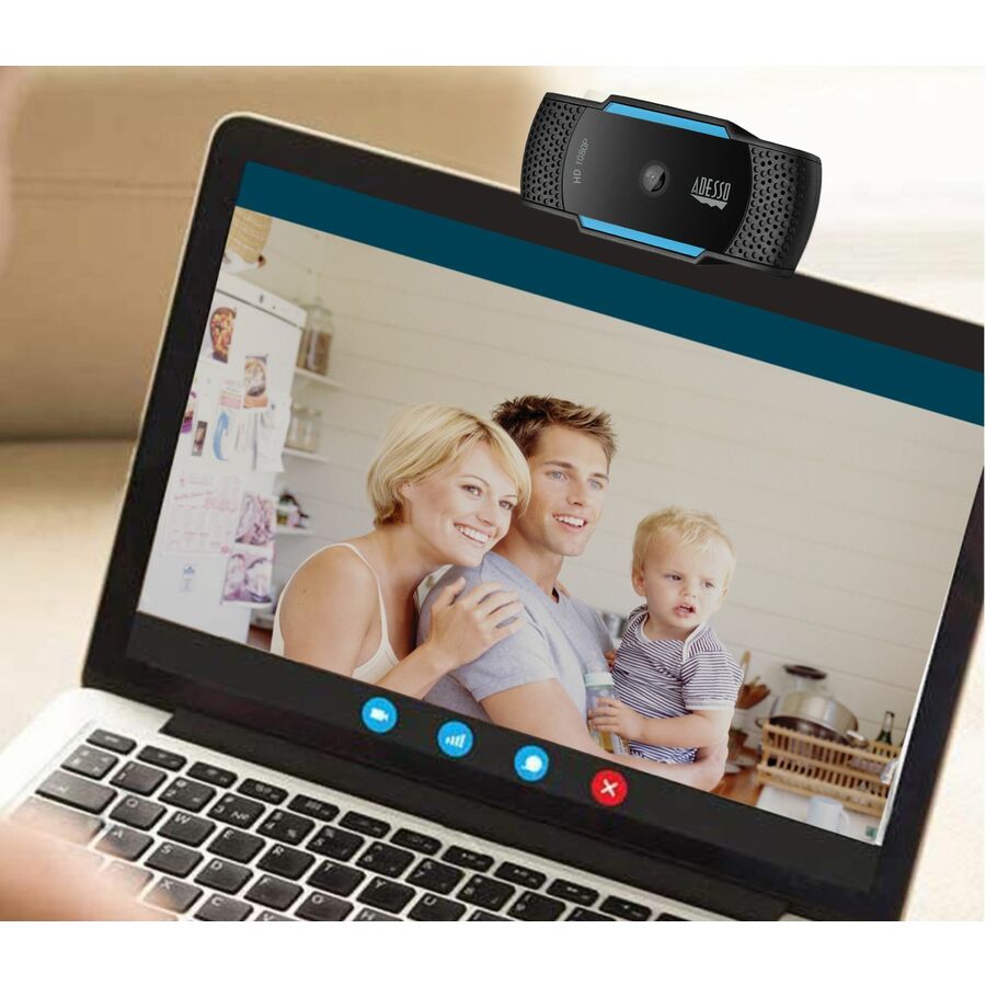 Adesso CyberTrack CyberTrack H5 Webcam - 2.1 Megapixel - 30 fps - Black, Blue - USB 2.0 - 1 Each CYBERTRACKH5