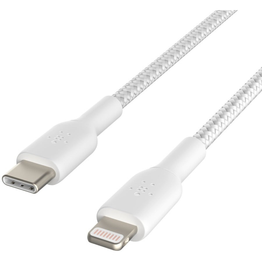 Belkin BoostCharge Braided USB-C to Lightning Cable (1 meter / 3.3 foot, White) CAA004BT1MWH