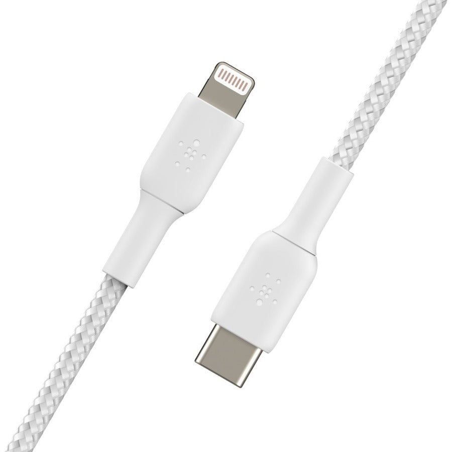Belkin BoostCharge Braided USB-C to Lightning Cable (1 meter / 3.3 foot, White) CAA004BT1MWH