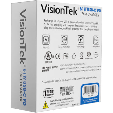 VisionTek USB-C 61W Quick Charge Plug 901283