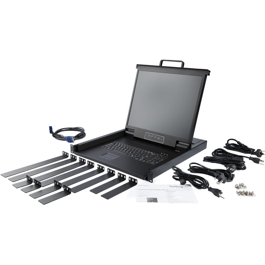 StarTech.com Rackmount KVM Console - 1U 19" LCD Monitor Single Port VGA KVM Server Rack Drawer includes Cables & Hardware - USB Support RKCONS1901