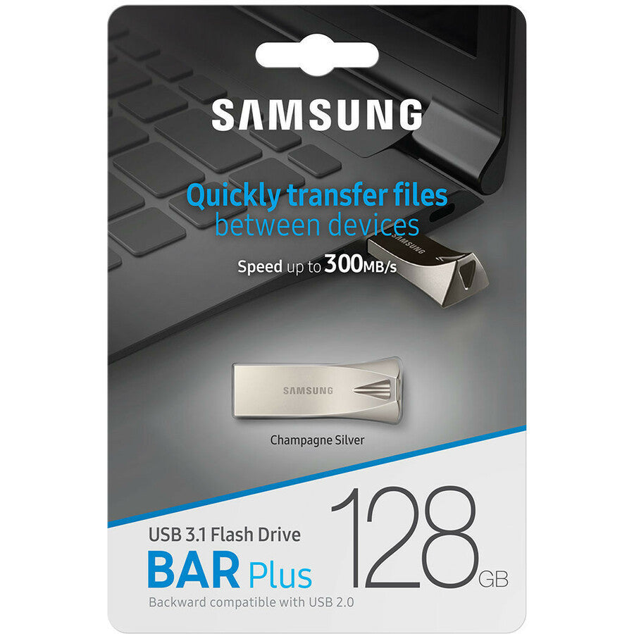 Samsung USB 3.1 Flash Drive BAR Plus 128GB Champagne Silver MUF-128BE3/AM