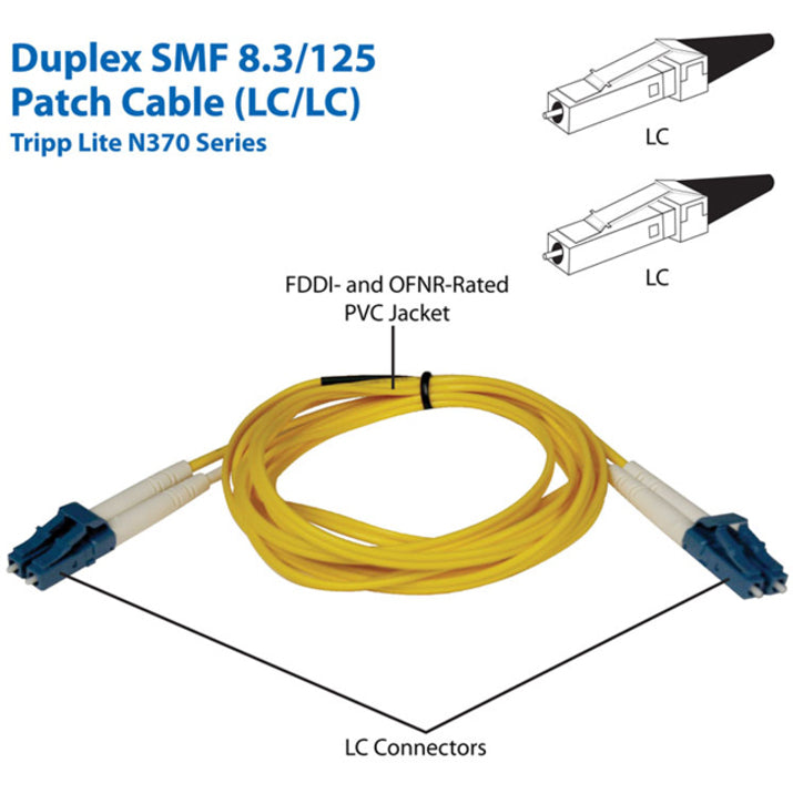 Eaton Tripp Lite Series Duplex Singlemode 9/125 Fiber Patch Cable (LC/LC), 1M (3 ft.) N370-01M