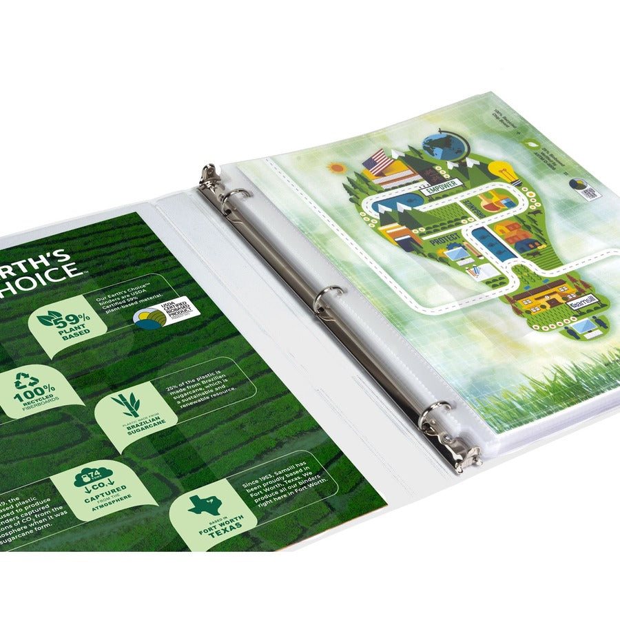 Samsill Plant-Based .5" View Binder, 3 Ring Binder, Round Ring, Customizable, White, 6 Pack (I08917) I08917
