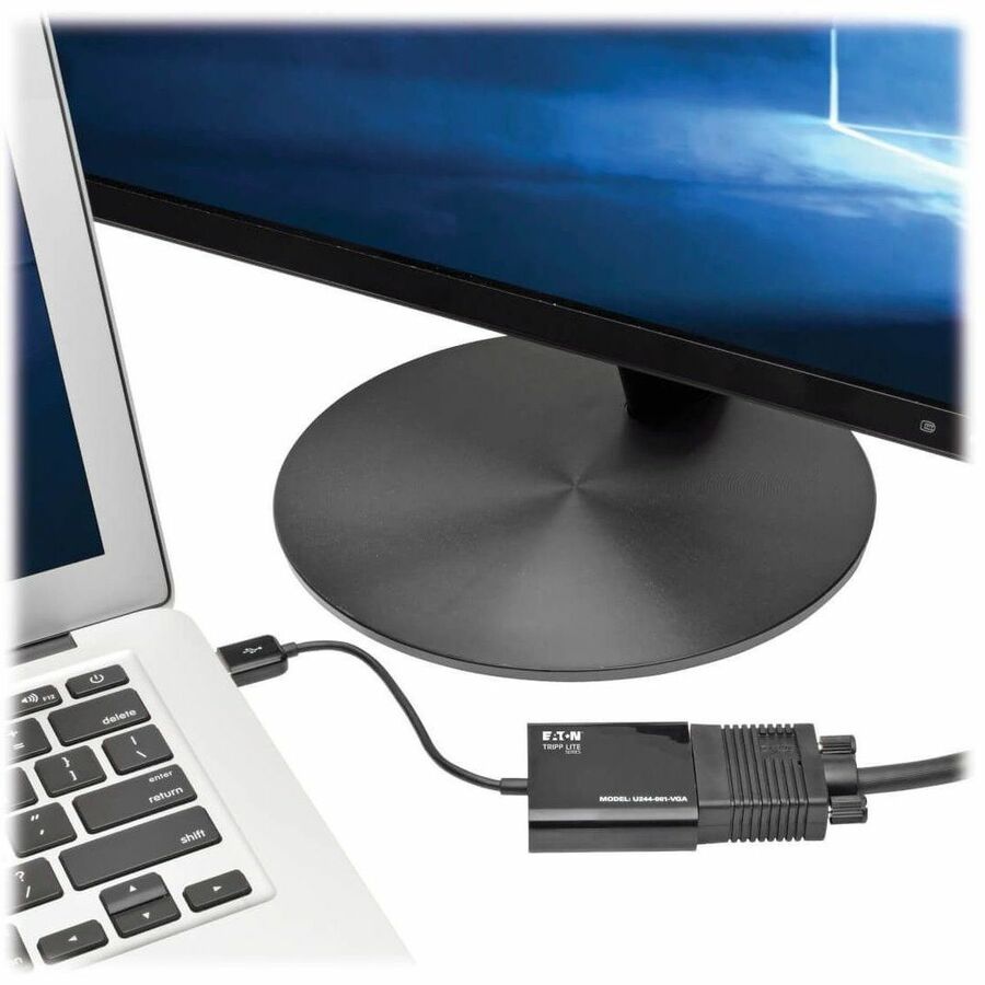 Eaton Tripp Lite Series USB 2.0 to VGA Dual/Multi-Monitor External Video Graphics Card Adapter with Built-In USB Cable, 128 MB SDRAM, 1080p @ 60 Hz U244-001-VGA