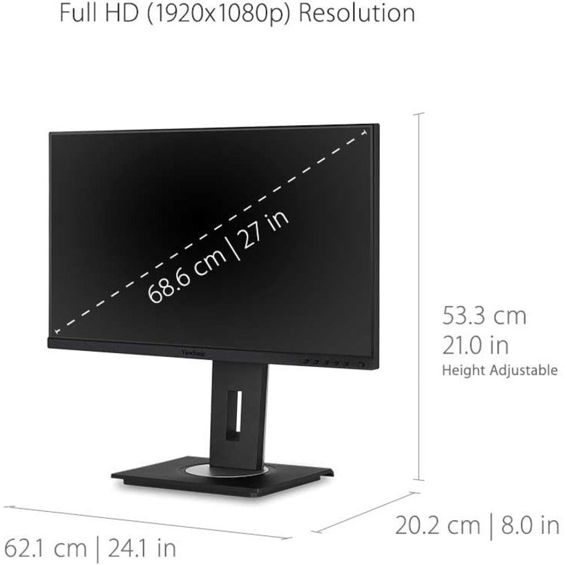 ViewSonic VG2755 27 Inch IPS 1080p Monitor with USB C, HDMI, DisplayPort, VGA and 40 Degree Tilt Ergonomics for Home and Office VG2755