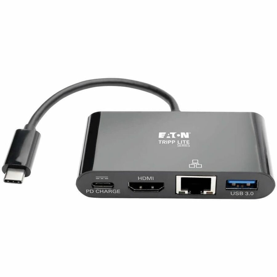Eaton Tripp Lite Series USB-C Multiport Adapter - HDMI, USB 3.x (5Gbps) Hub Port, Gigabit Ethernet, 60W PD Charging, HDCP, Black U444-06N-HGUB-C