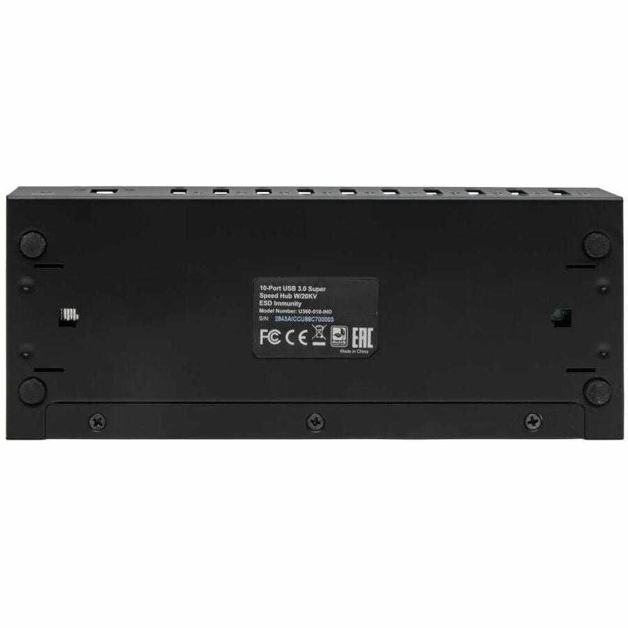 Eaton Tripp Lite Series 10-Port Industrial-Grade USB 3.x (5Gbps) Hub - 20 kV ESD Immunity, Metal Housing, Mountable U360-010-IND
