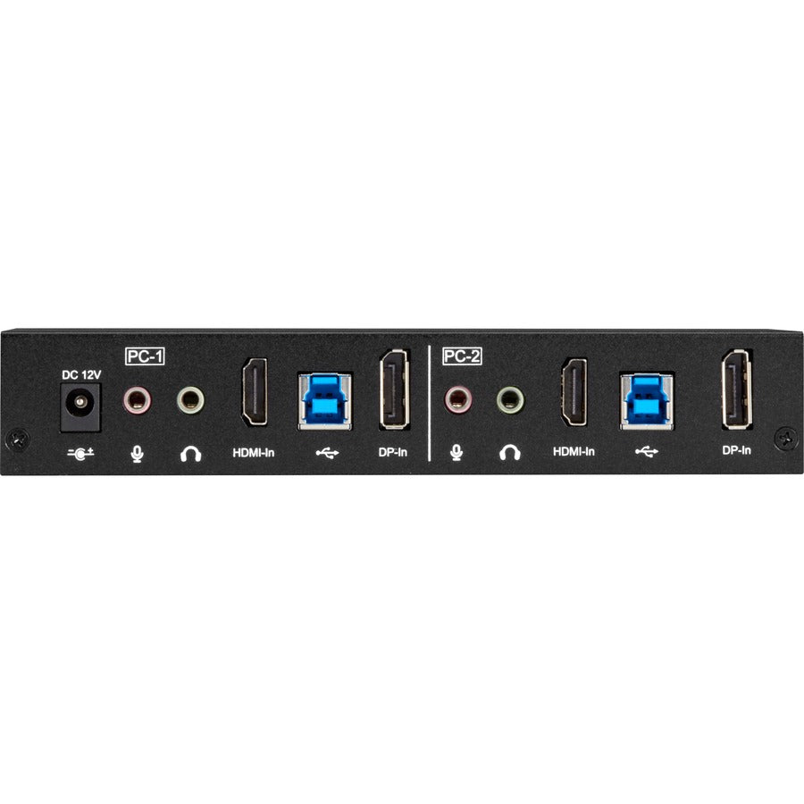 Black Box 2-Port 4K HDMI Dual-Head KVM Switch (with Audio Line In/Out and USB Hub) KVD200-2H