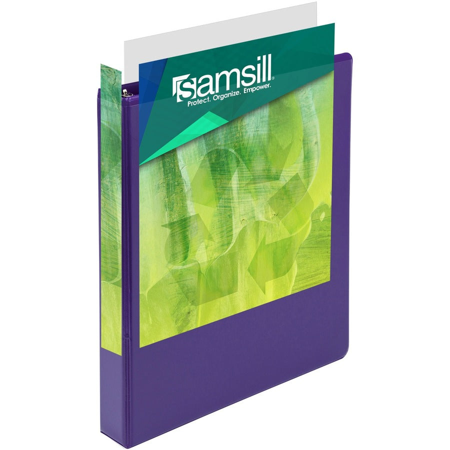 Samsill Plant-Based Durable 1 Inch 3 Ring Binders, Made in the USA, Fashion Clear View Binders, Up to 25% Plant-Based Plastic, Assorted 4 Pack (MP48639) MP48639