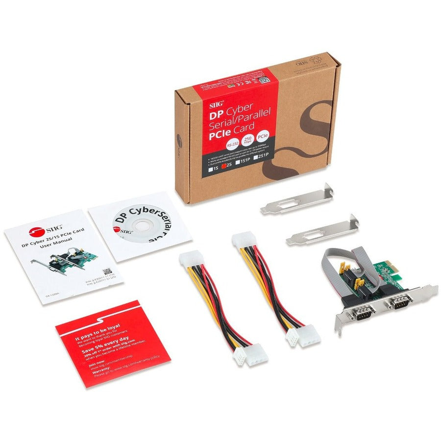 SIIG 2 Port DP Cyber RS-232 2S PCIe Card - 250Kbps JJ-E20711-S1