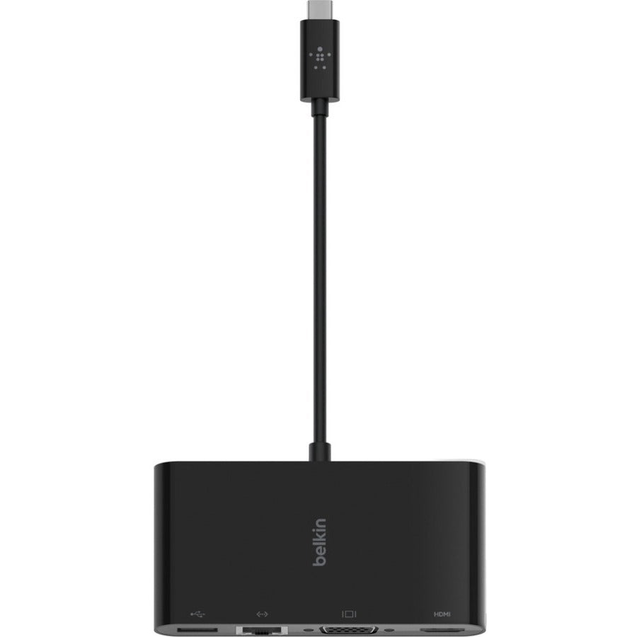 Belkin USB-C Multiport Adapter, USB-C to HDMI - USB A 3.0 - VGA - Ethernet, up 4k Resolution AVC005BTBK