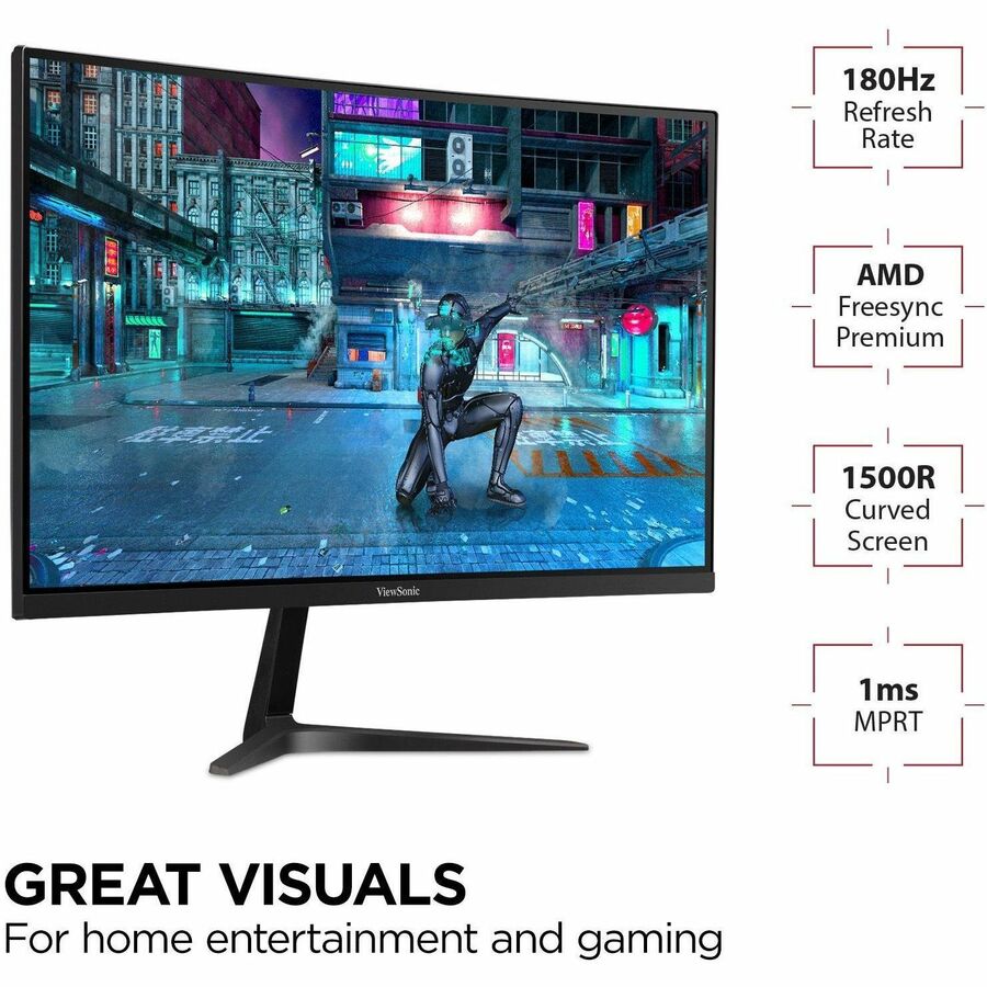ViewSonic VX2718-2KPC-MHD 27 Inch Curved 1440p 1ms 180Hz Gaming Monitor with FreeSync Premium, Eye Care, HDMI and Display Port VX2718-2KPC-MHD