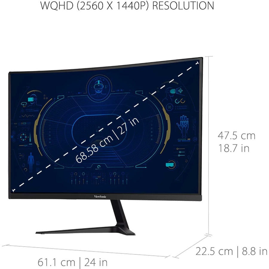 ViewSonic VX2718-2KPC-MHD 27 Inch Curved 1440p 1ms 180Hz Gaming Monitor with FreeSync Premium, Eye Care, HDMI and Display Port VX2718-2KPC-MHD