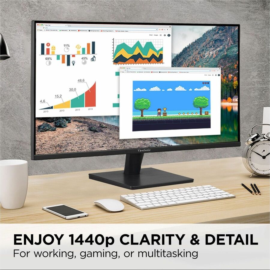 ViewSonic VA2715-2K-MHD 27 Inch 1440p LED Monitor with Adaptive Sync, Ultra-Thin Bezels, HDMI and DisplayPort Inputs for Home and Office VA2715-2K-MHD
