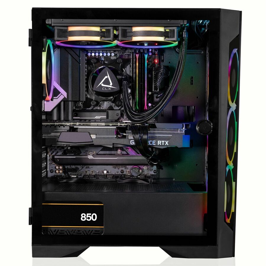CLX SET Gaming Desktop - Liquid Cooled AMD Ryzen 9 7900X 4.7GHz 12-Core Processor, 32GB DDR5 Memory, GeForce RTX 4070 Ti 12GB GDDR6X Graphics, 1TB SSD, 4TB HDD, WiFi, Windows 11 Home 64-bit TGMSETRTU2C01BM