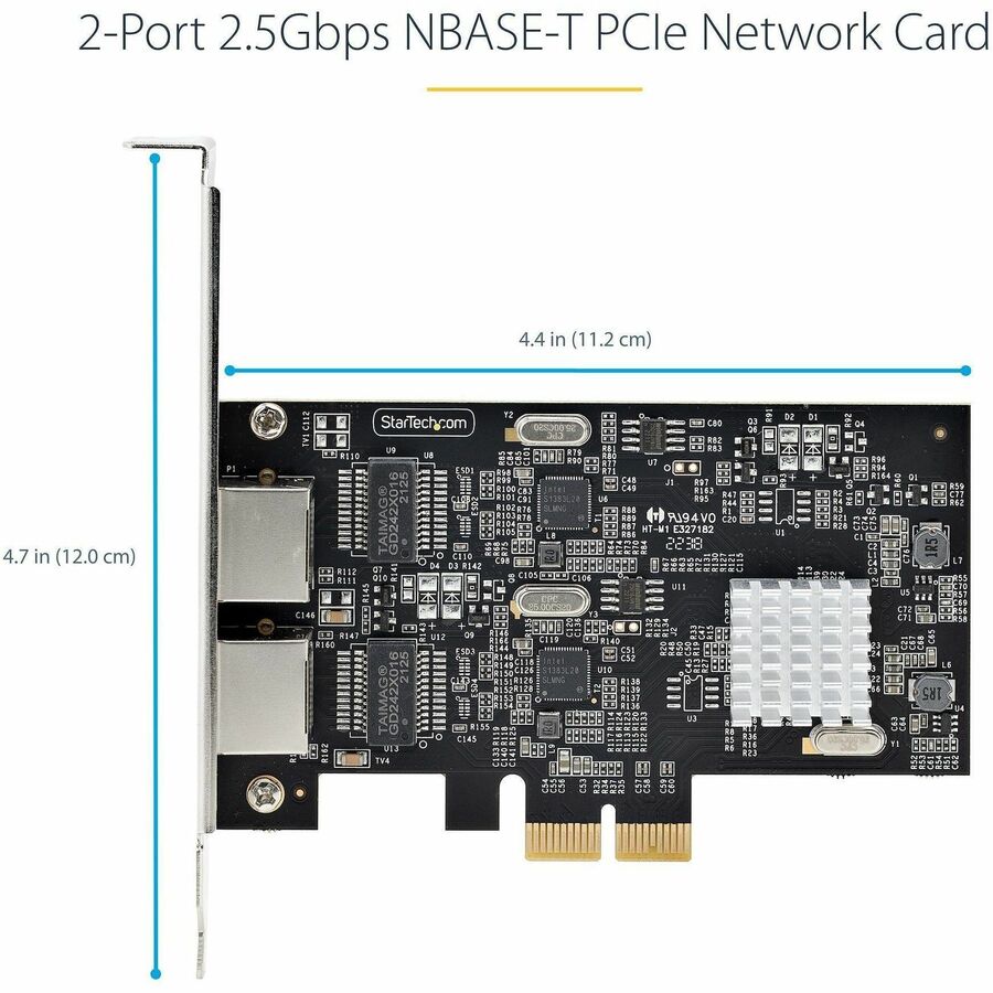 StarTech.com 2-Port 2.5G NBASE-T PCIe Network Card, Computer Network Card Interface, Intel® I225-V, Dual-Port Ethernet, Multi-Gigabit NIC PR22GI-NETWORK-CARD