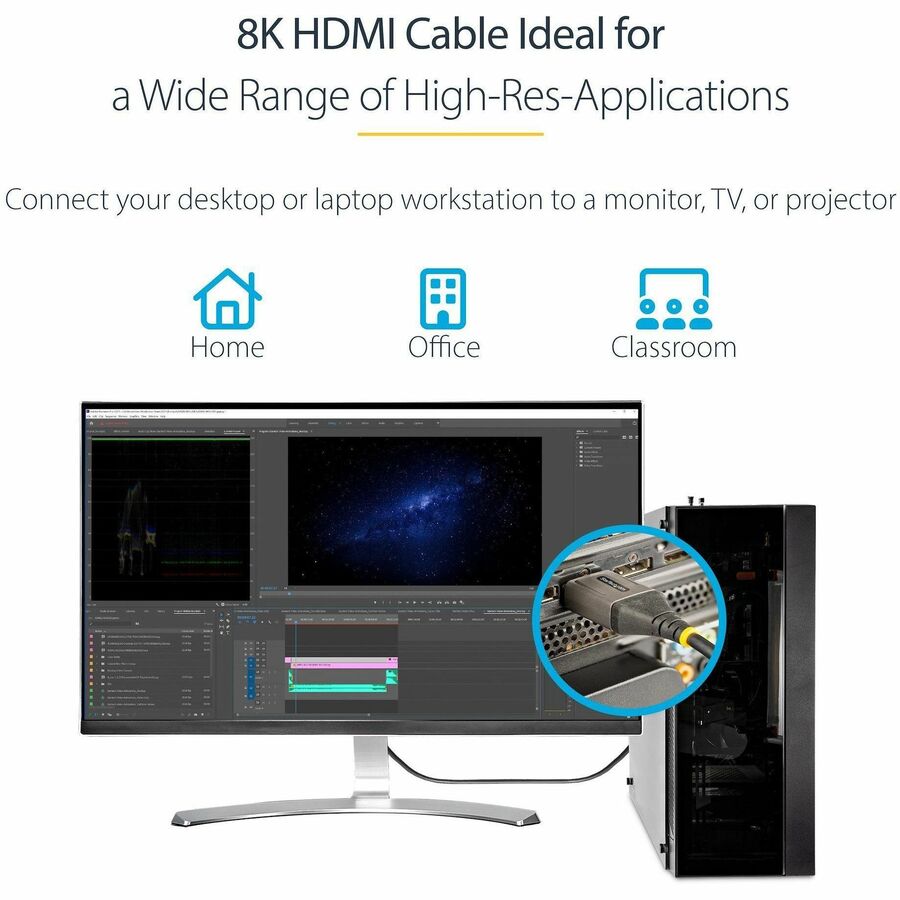 StarTech.com 20in (50cm) HDMI 2.1 Cable, Certified Ultra High Speed HDMI Cable 48Gbps, 8K 60Hz HDR10+, 8K HDMI Cord, TV/Monitor/Display HDMM21V50CM