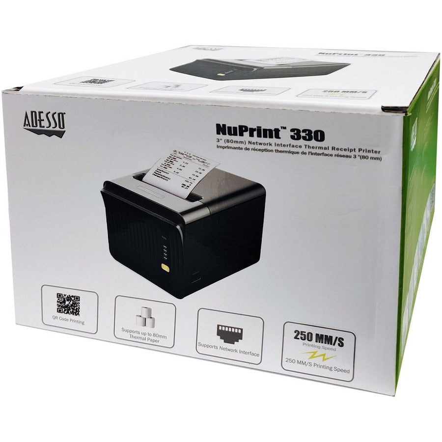 Adesso NuPrint NuPrint 330 Desktop Direct Thermal Printer - Monochrome - Receipt Print - USB - Serial - Black NUPRINT330