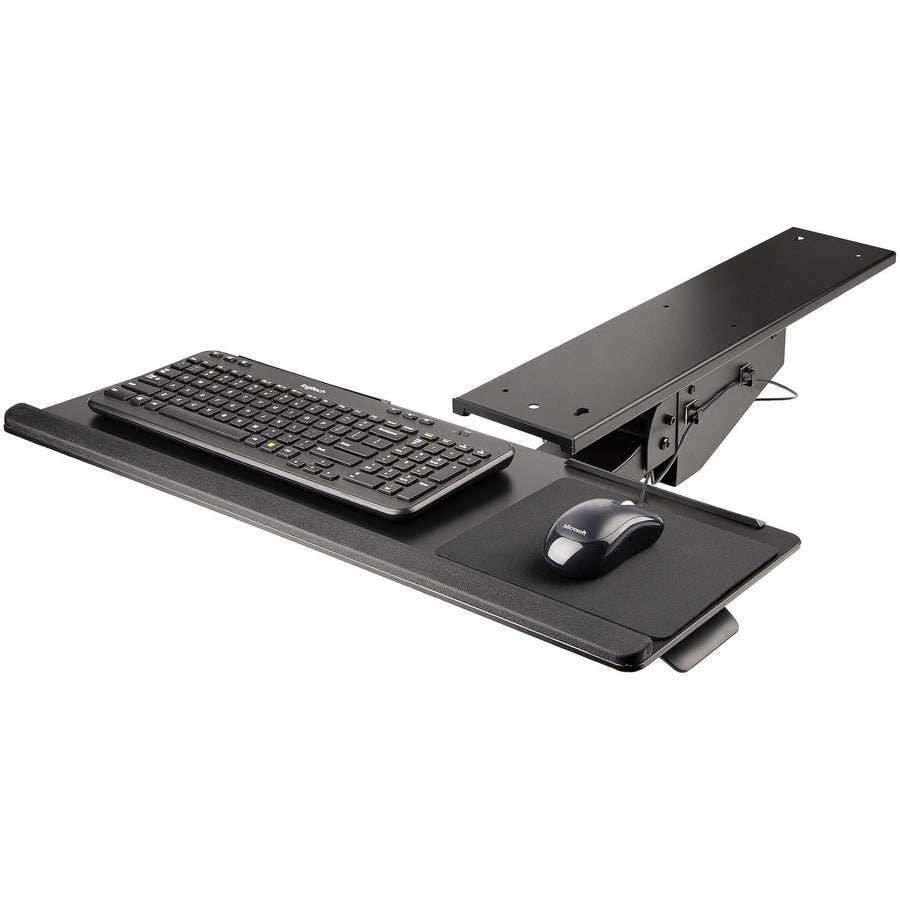 StarTech.com Under Desk Keyboard Tray, Height Adjustable Keyboard and Mouse Tray (10" x 26"), Ergonomic Computer Keyboard Tray w/Mouse Pad KBTRAYADJ2