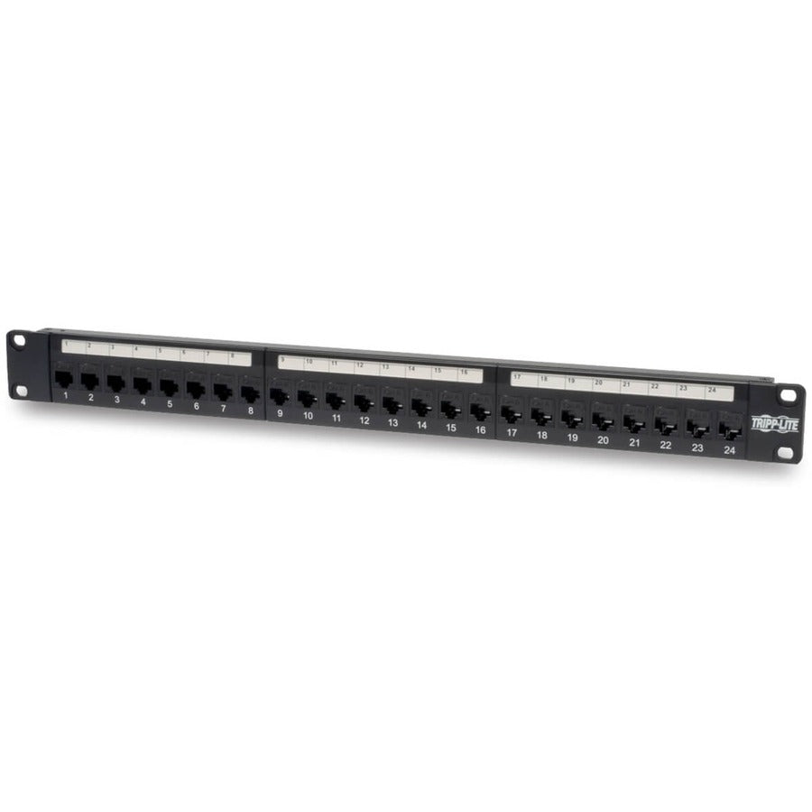 Tripp Lite by Eaton 24-Port 1U Rack-Mount Cat6/Cat5 Feedthrough Patch Panel, RJ45 Ethernet, TAA N254-024