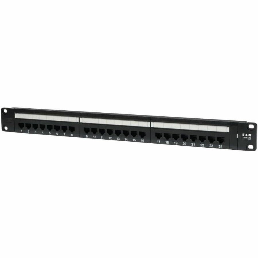 Eaton Tripp Lite Series 24-Port 1U Rack-Mount Cat5e 110 Patch Panel, 568B, RJ45 Ethernet, TAA N052-024