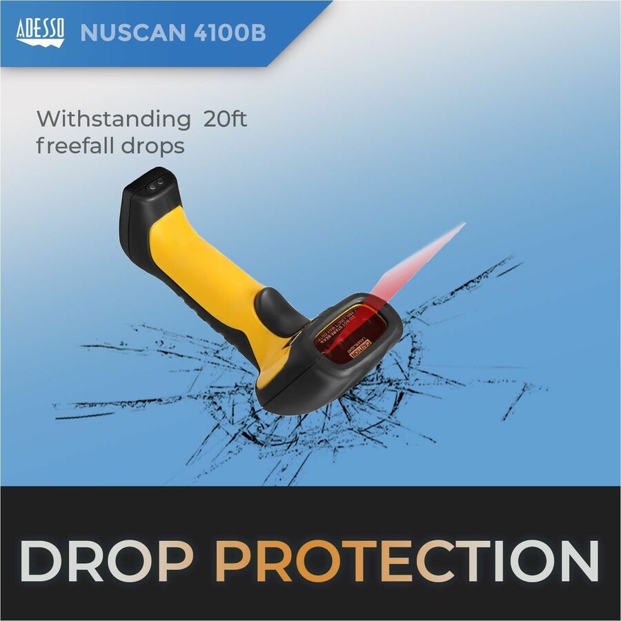 Adesso NuScan 4100B Bluetooth Antimicrobial Waterproof CCD Barcode Scanner NUSCAN 4100B