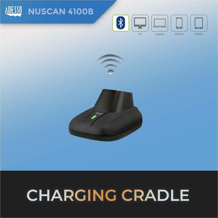 Adesso NuScan 4100B Bluetooth Antimicrobial Waterproof CCD Barcode Scanner NUSCAN 4100B