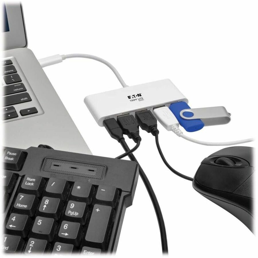 Eaton Tripp Lite Series 4-Port USB-C Hub, USB 3.x (5Gbps), 4x USB-A Ports, 60W PD Charging, White U460-004-4A-C