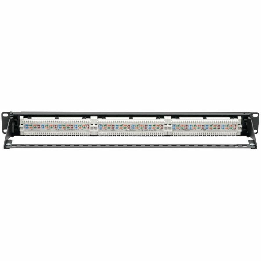 Eaton Tripp Lite Series 24-Port Cat6 Patch Panel - 4PPoE Compliant, 110/Krone, 568A/B, RJ45 Ethernet, 1U Rack-Mount, Black, TAA N252-P24