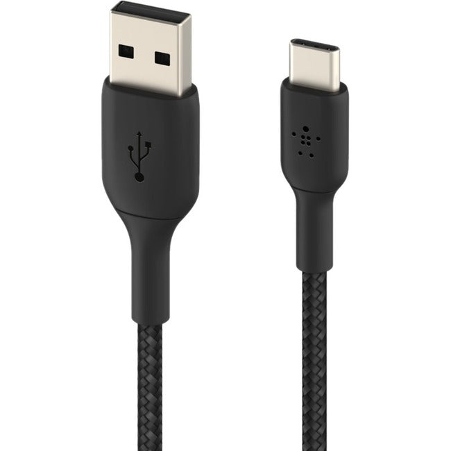 Belkin BoostCharge Braided USB-C to USB-A Cable (2 meter / 6.6 foot, Black) CAB002BT2MBK