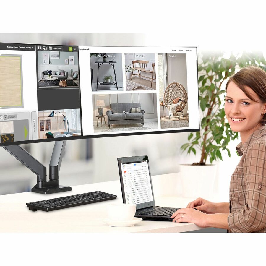 SIIG Dual Monitor Heavy-Duty Premium Aluminum Gas Spring Desk Mount - up to 43" CE-MT3011-S1