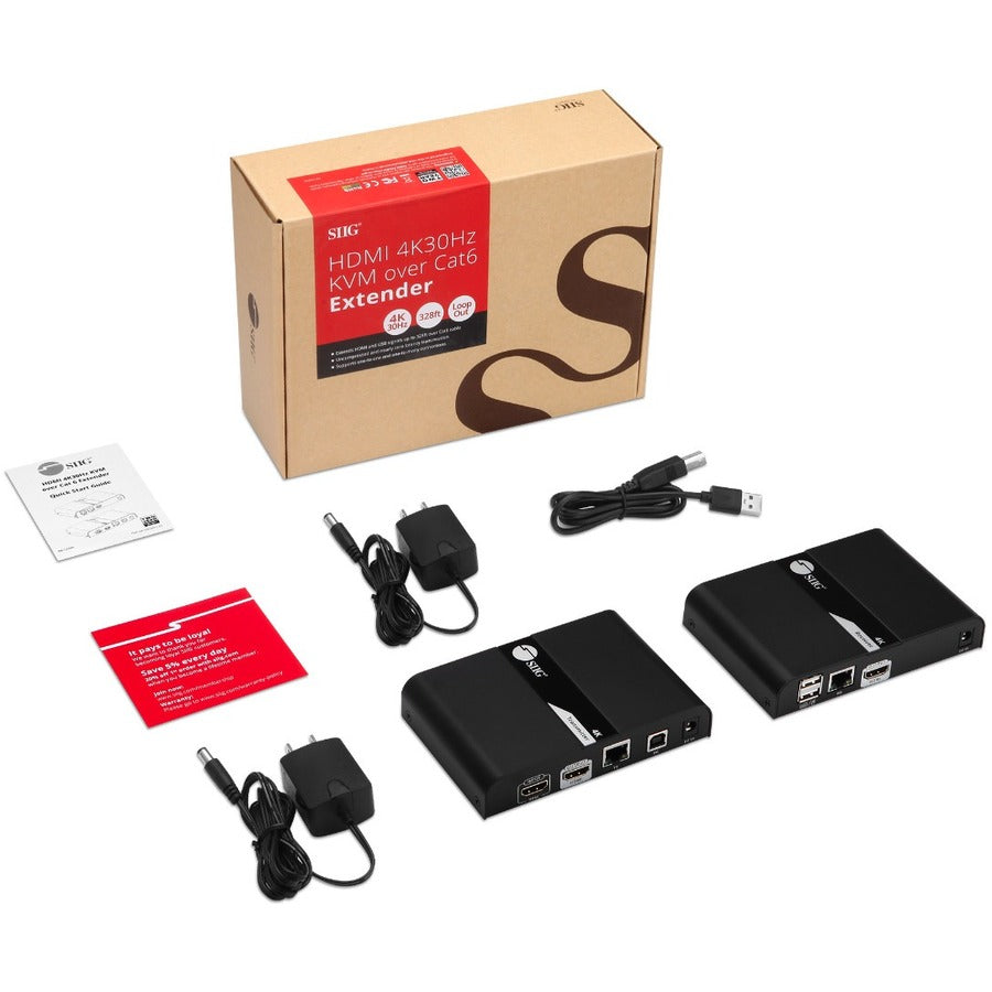 SIIG HDMI 4K30Hz KVM over IP Extender 328ft CE-H25H11-S1