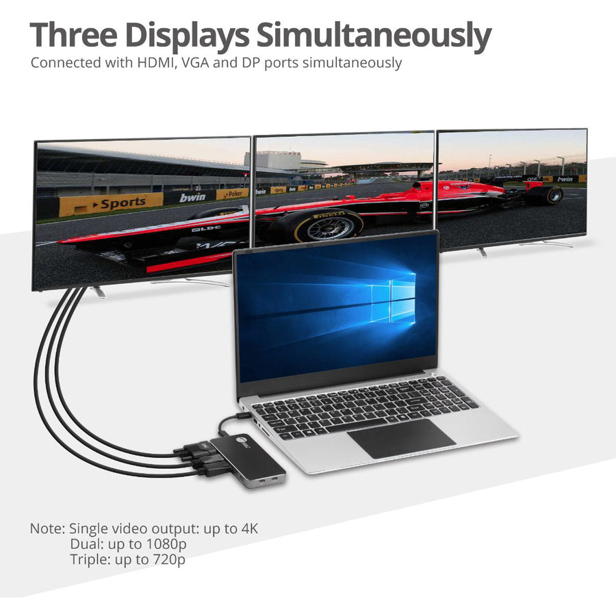 SIIG Triple Display USB-C MST Video Travel Docking with 100W PD Pass Through JU-DK0D11-S1